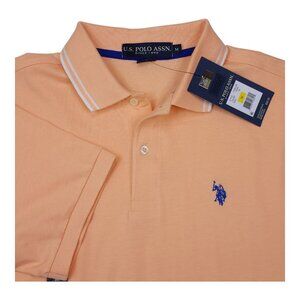 U.S. Polo Assn. Mens Peach Polo Shirt Medium Cotton Short Sleeve